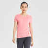 Women's Mountain Walking Short-Sleeved T-Shirt MH100 - Lychee Pink