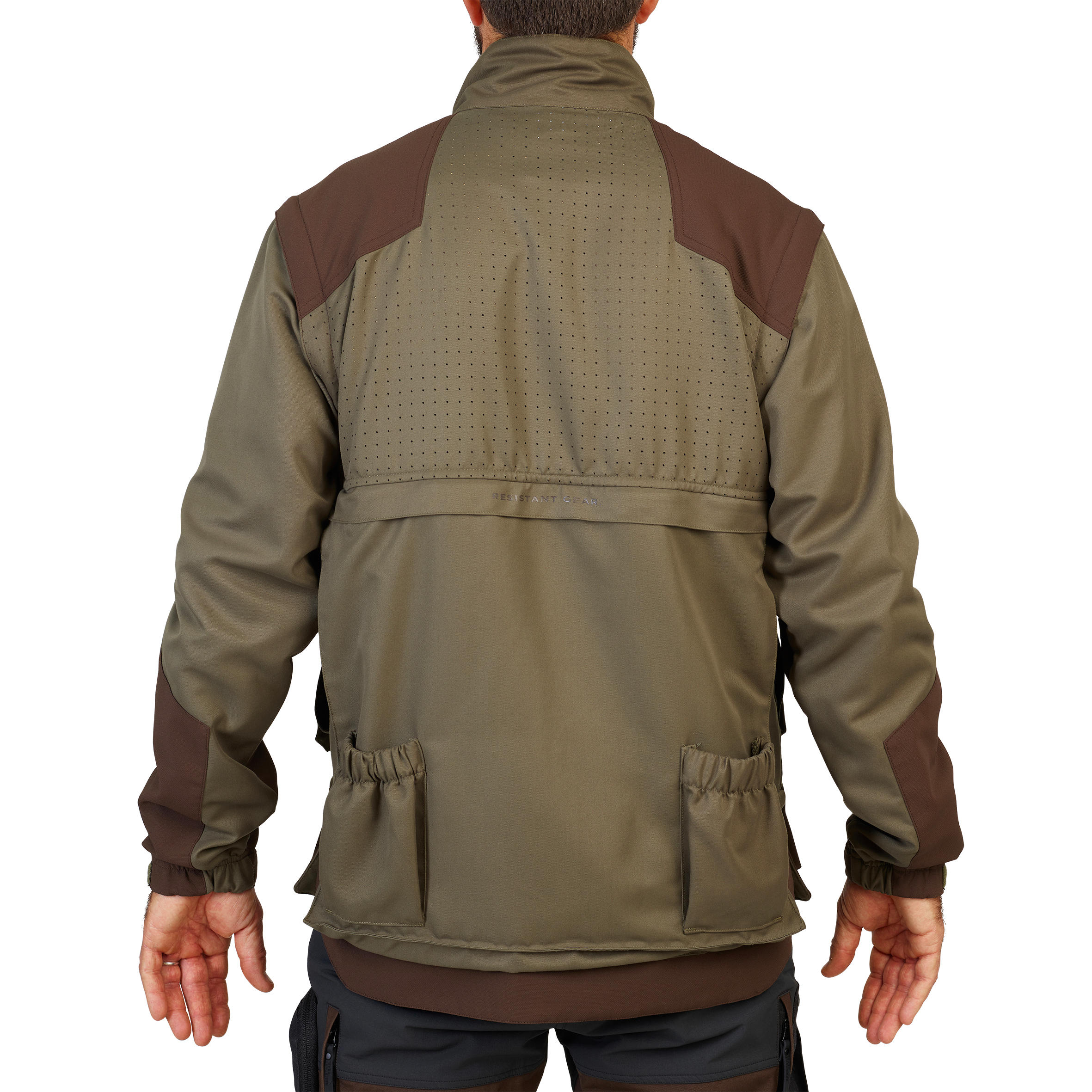 Veste chasse respirante avec manches amovibles 900 vert et marron 3/20