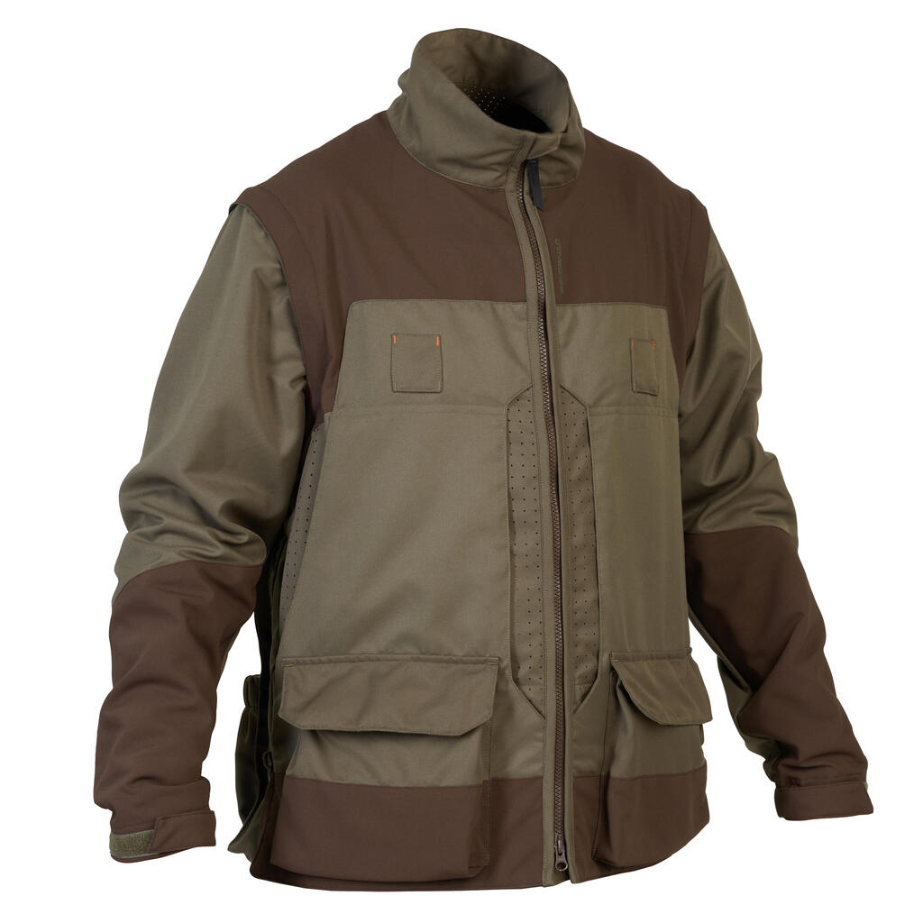 Breathable Country Sport Jacket 900 With Detachable Sleeves - Green And Brown