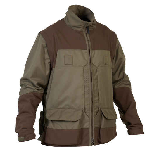 
      Breathable hunting jacket 900 with detachable sleeves - green and brown
  