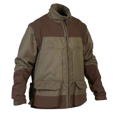 Rjava in zelena zračna lovska jakna z odstranljivimi rokavi 900