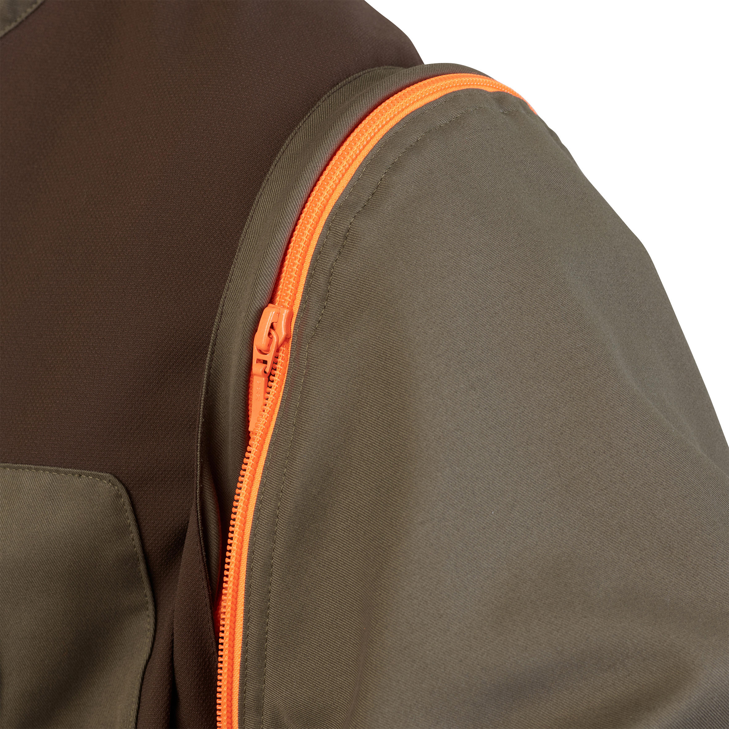 Veste chasse respirante avec manches amovibles 900 vert et marron 13/20