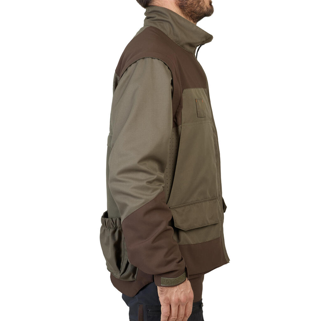 Gaisa caurlaidīga medību jaka “900”, ar noņemamām piedurknēm, zaļa/brūna