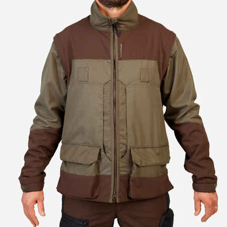 Breathable Country Sport Jacket 900 With Detachable Sleeves - Green And Brown