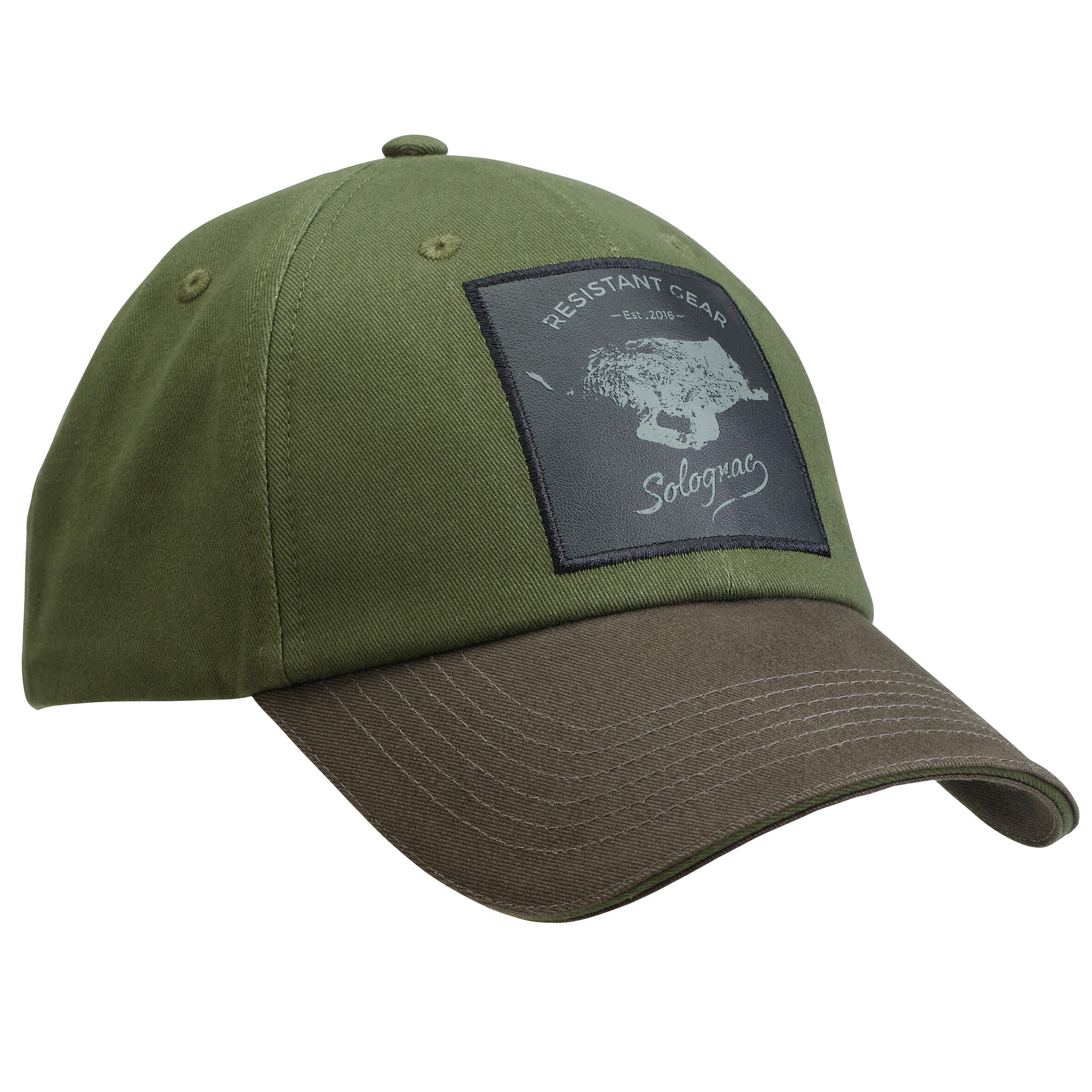 SOLOGNAC Country Sport Cap 100 - Embroidered Boar Green And Brown