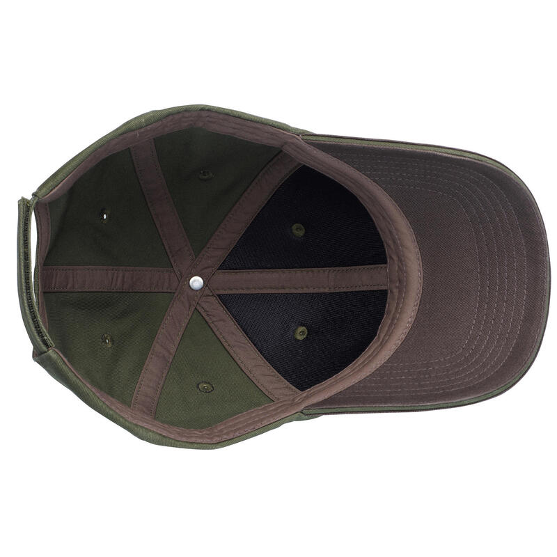 Casquette chasse 100 Brodée Sanglier Vert et Marron