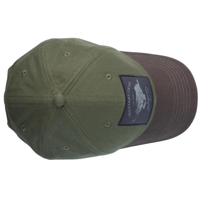 Casquette chasse 100 Brodée Sanglier Vert et Marron