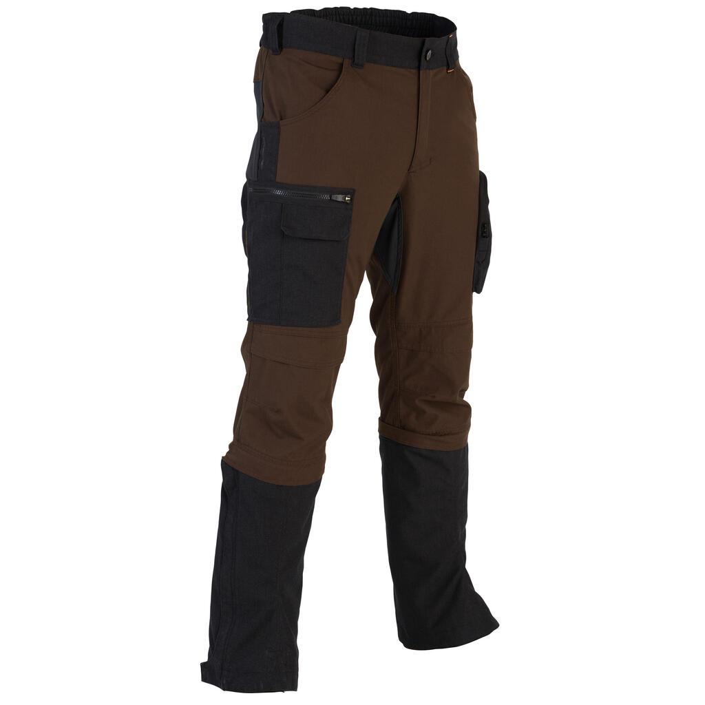 Men's Country Sport Resistant Breathable Trousers - Steppe 920 Brown Gaiters