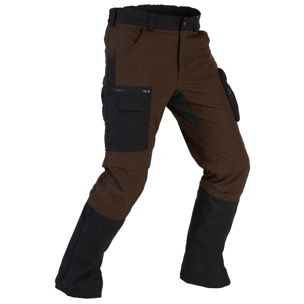 Men's Country Sport Resistant Breathable Trousers - Steppe 920 Brown Gaiters