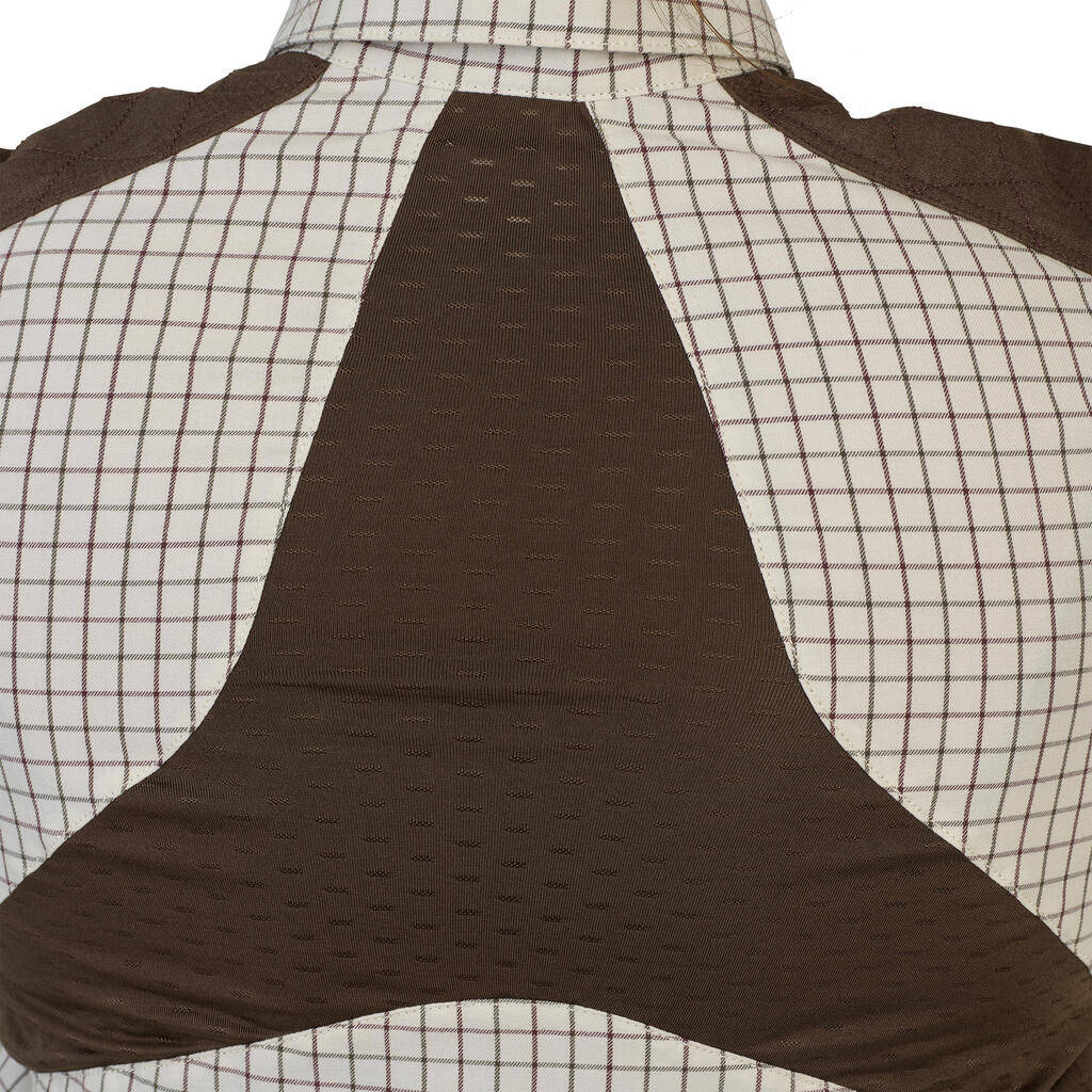 Sieviešu elpojošs kokvilnas medību krekls ar garām piedurknēm “500”, smilškrāsas