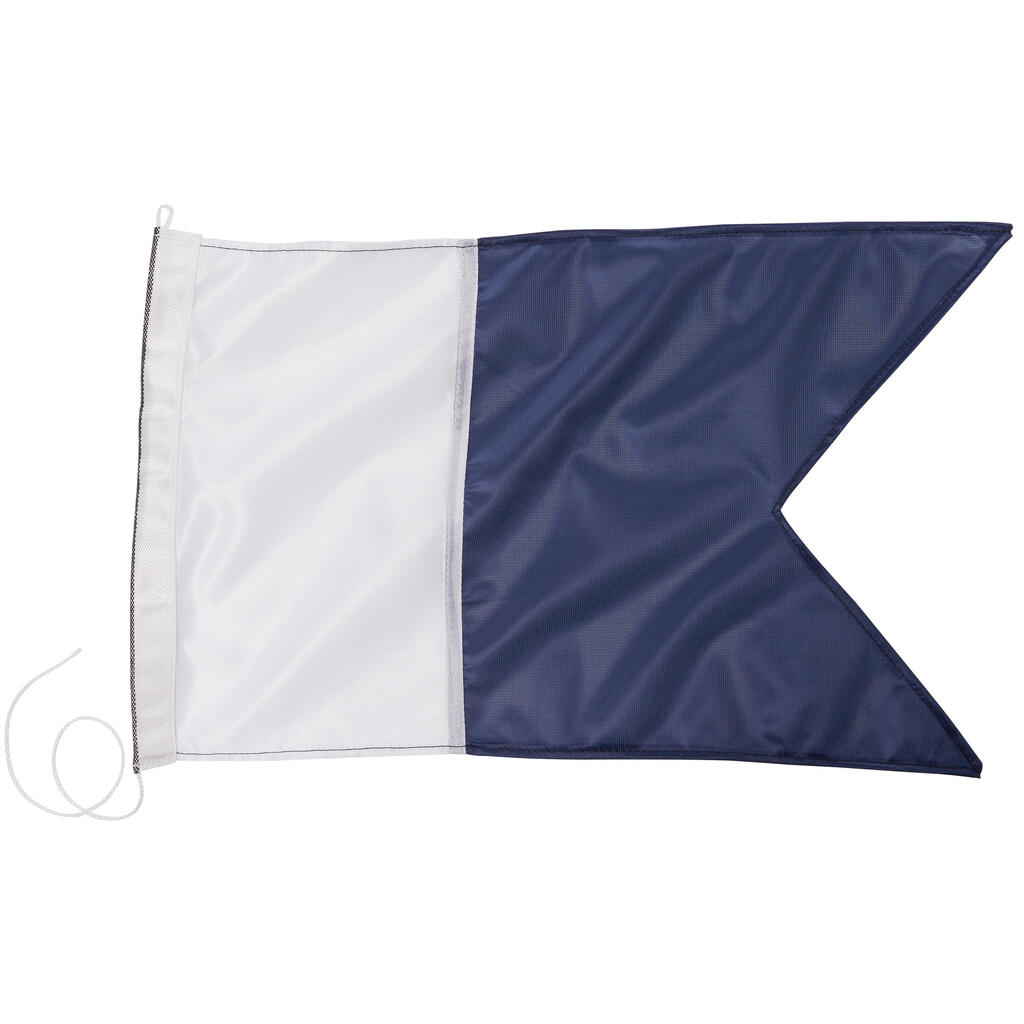Сигнален флаг алфа, синьо/бяло