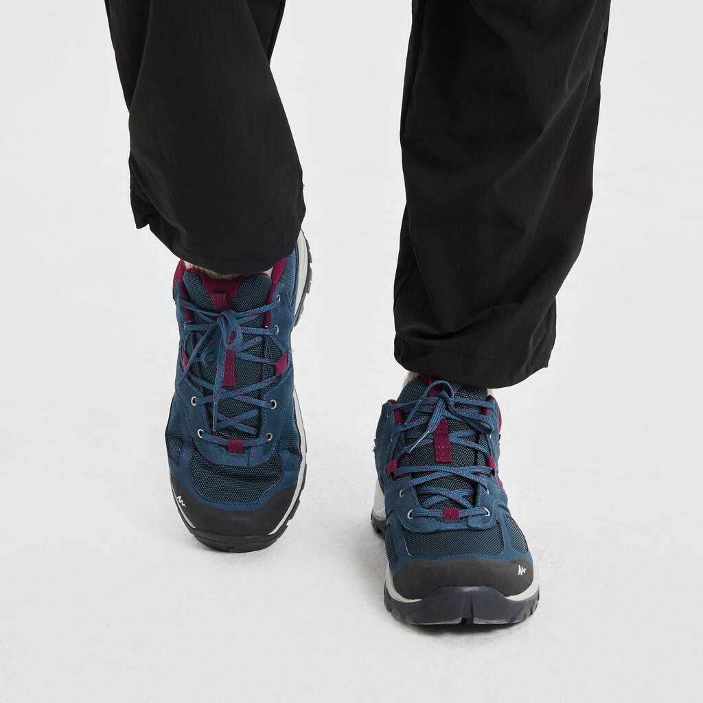 Moteriški neperšlampami kalnų žygių batai „MH100“, mėlyni, slyvų spalvos