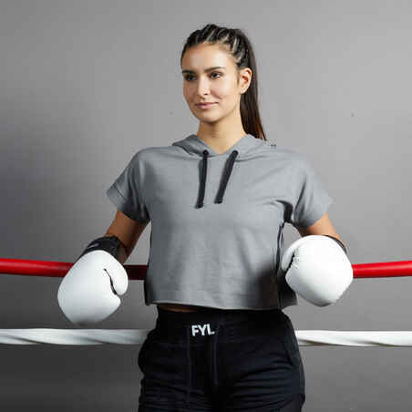 Sudadera de boxeo con capucha mujer Outshock 100 gris