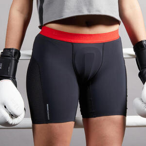 Short con protección pélvica desmontable mujer Outshock 500 negro/rojo