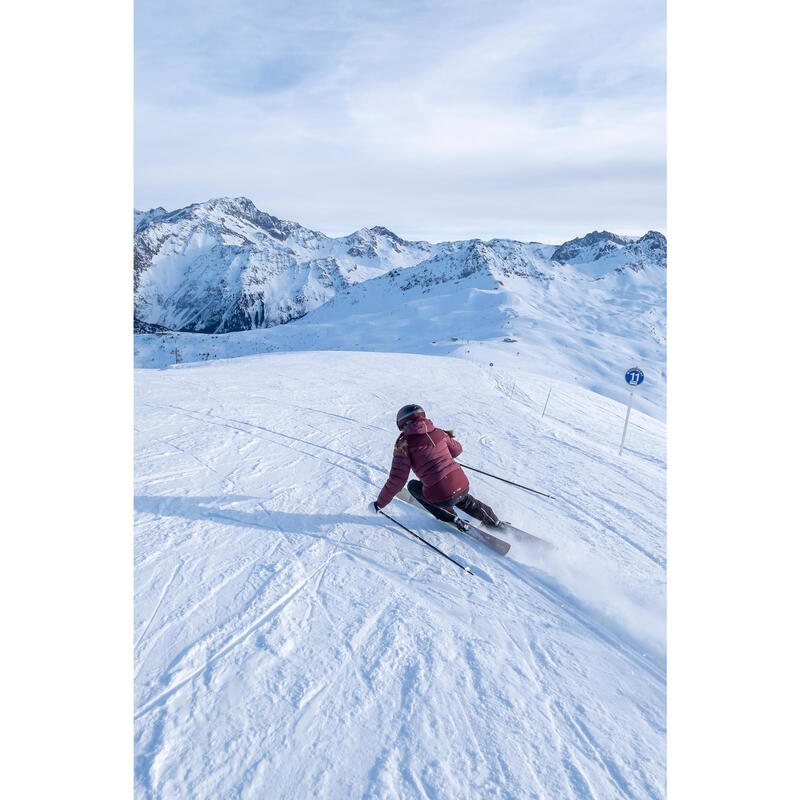 WARME DONSJAS VOOR SKIËN DAMES 900 WARM BORDEAUX