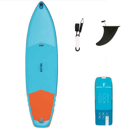 INFLATABLE STAND-UP PADDLEBOARD - BEGINNERS - 9 FEET - BLUE AND ORANGE