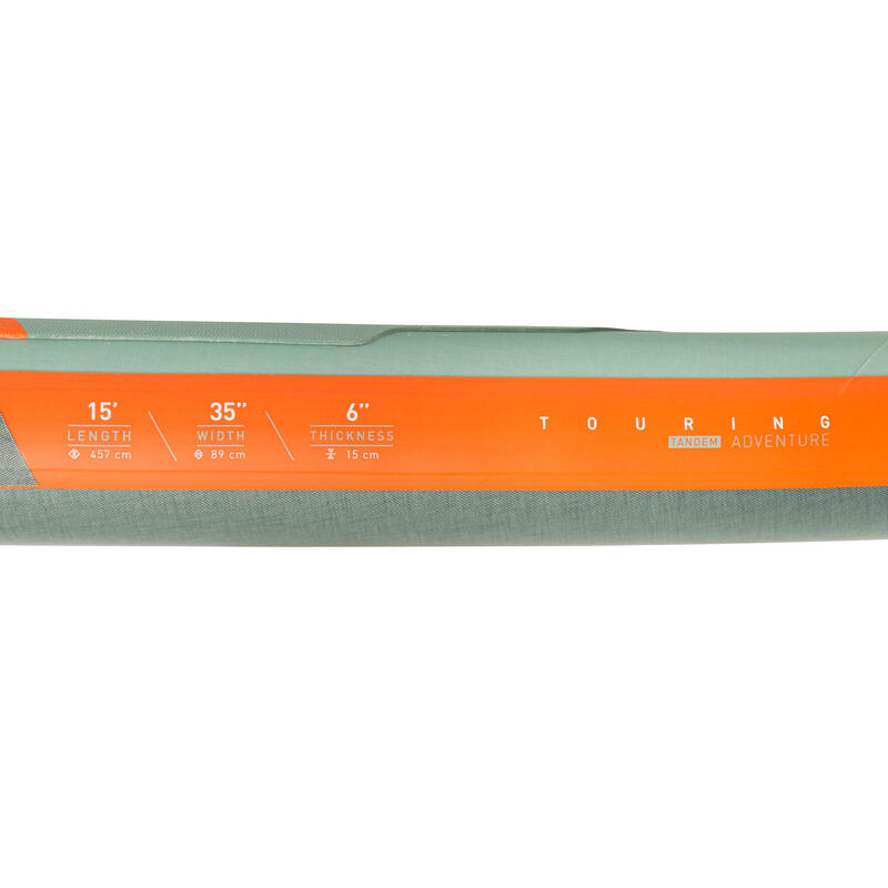 Opblaasbaar toersupboard tandem verstevigde dropstitch 15'-35"- 6" groen