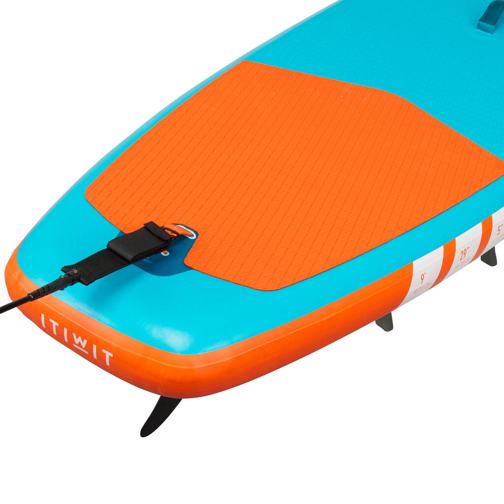 Beginner Touring Inflatable Stand-Up Paddle Board 9 Foot - Blue and Orange