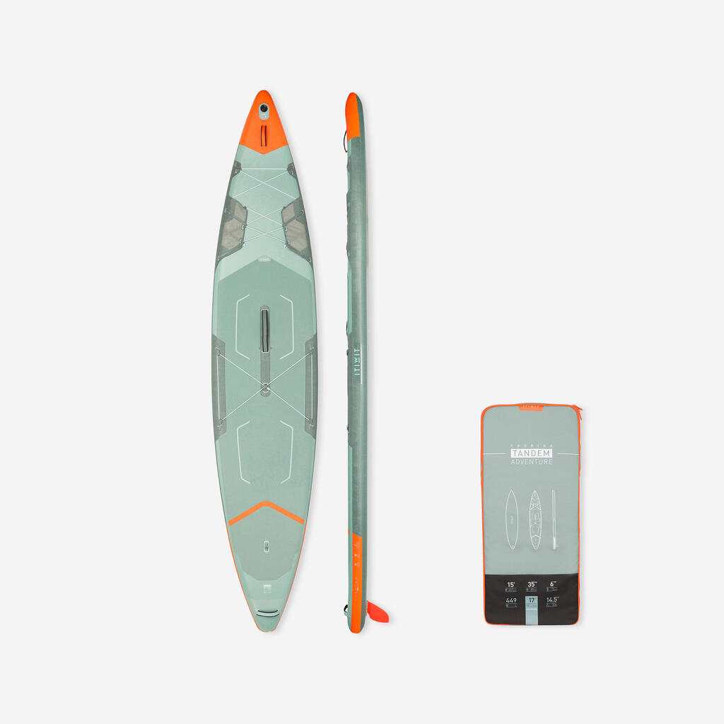 Inflatable tandem SUP made with reinforced dropstitch (15' -35