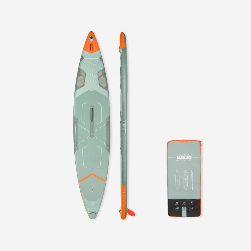 Nafukovací paddleboard X500 Tandem 15" 35' zelený
