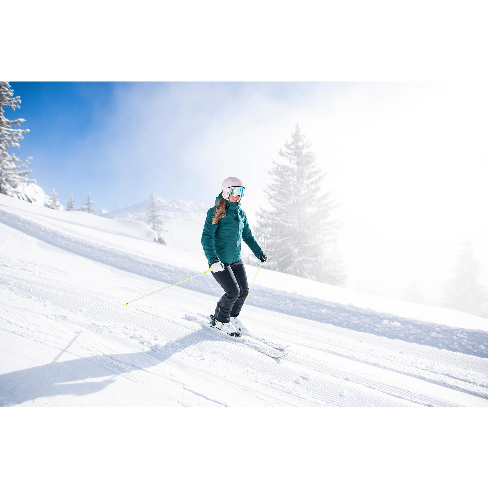 ЛЫЖИ ДЛЯ ТРАССОВОГО КАТАНИЯ С КРЕПЛЕНИЕМ ЖЕНСКИЕ БЕЛО-ФИОЛЕТОВЫЕ CROSS 150+ WEDZE