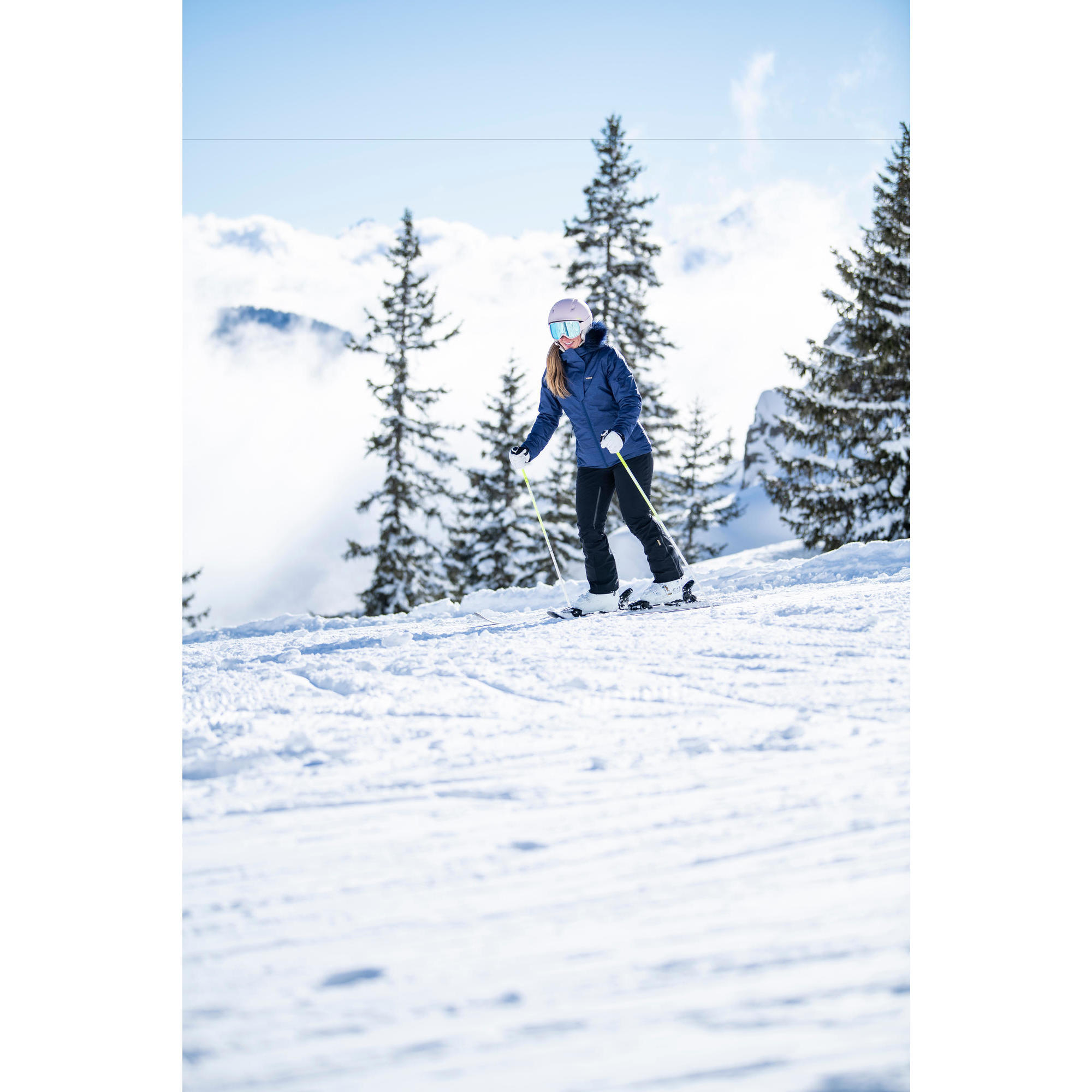 ЛЫЖИ ДЛЯ ТРАССОВОГО КАТАНИЯ С КРЕПЛЕНИЕМ ЖЕНСКИЕ БЕЛО-ФИОЛЕТОВЫЕ CROSS 150+ WEDZE