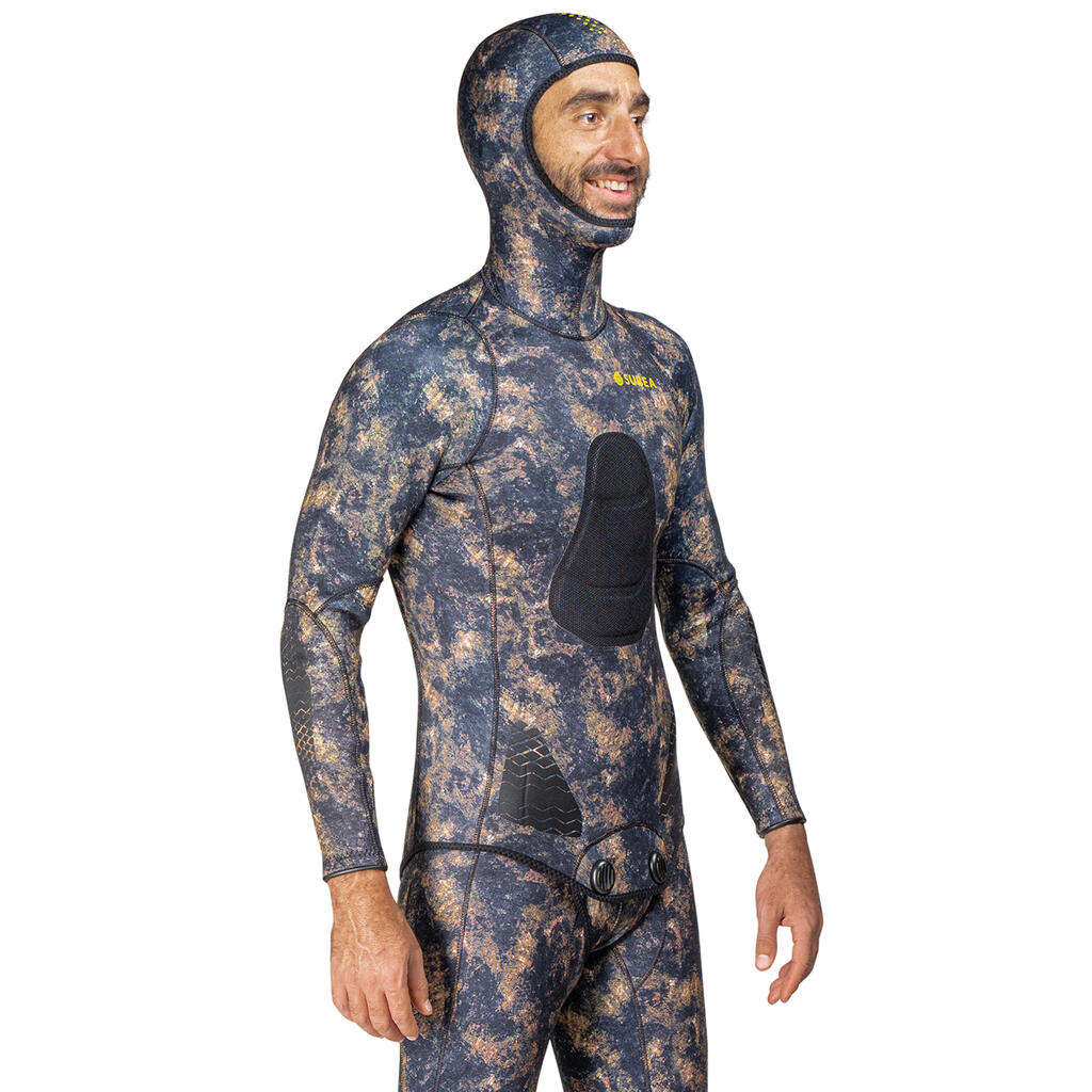 Free-diving spearfishing SPF500 3 mm split neoprene camouflage jacket