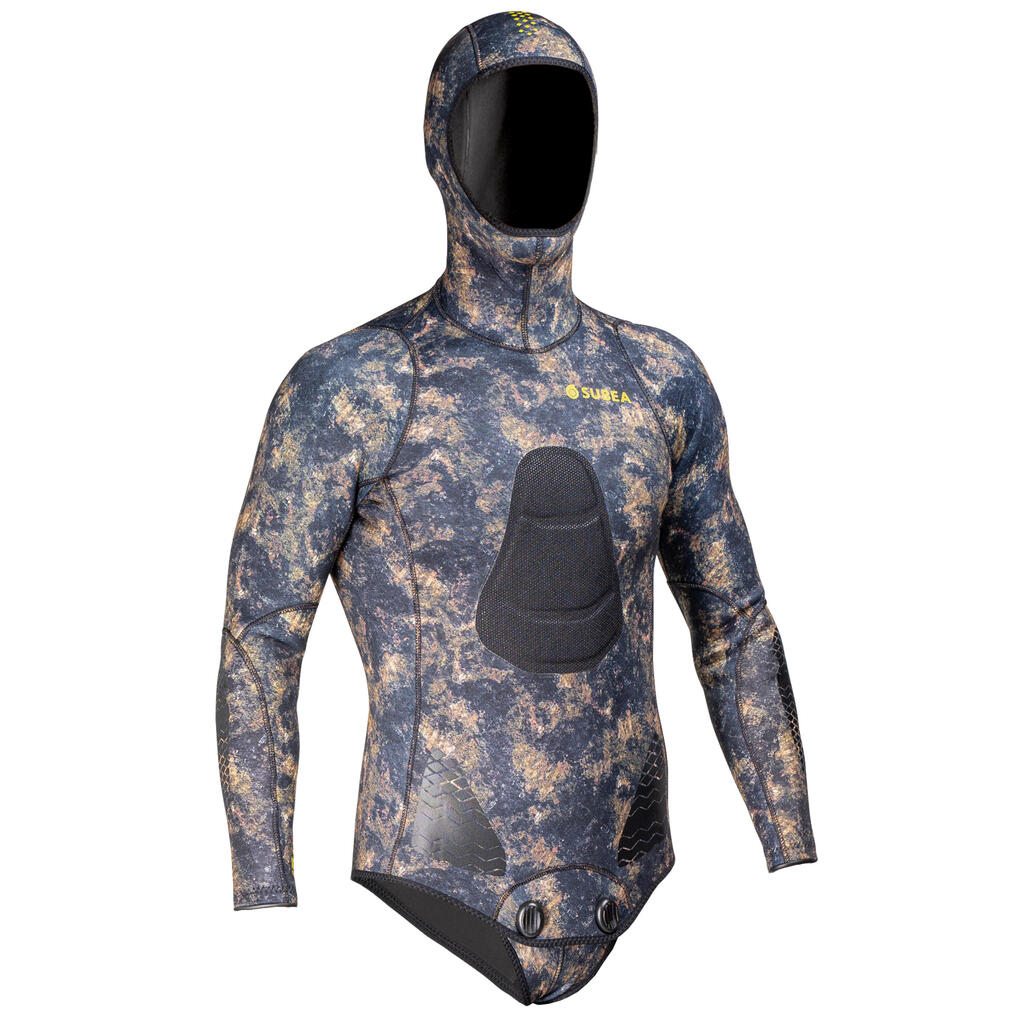 Free-diving spearfishing SPF500 3 mm split neoprene camouflage jacket