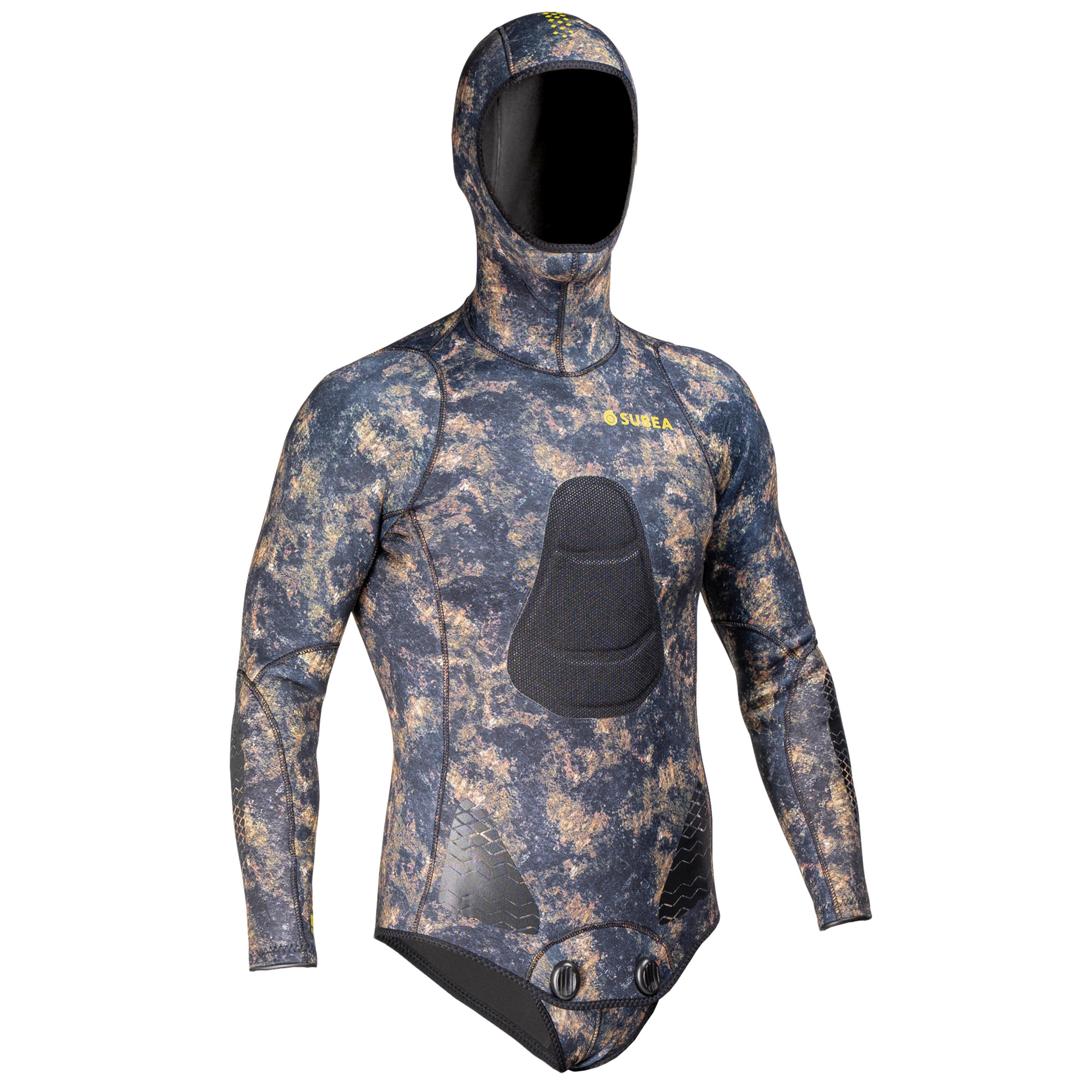 Free-diving spearfishing SPF500 3 mm split neoprene camouflage jacket 1/7