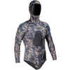 Men's spearfishing jacket 5 mm neoprene SPF 540 brown camouflage