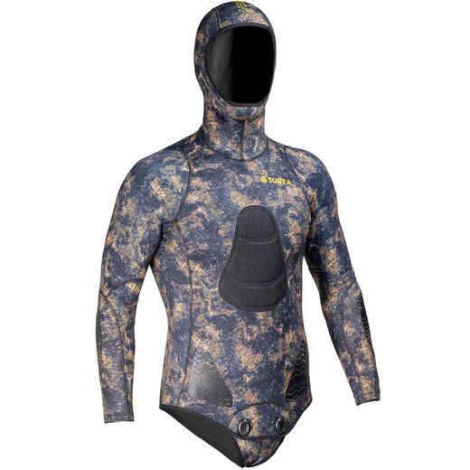 
      Men's spearfishing jacket 5 mm neoprene SPF 540 brown camouflage
  