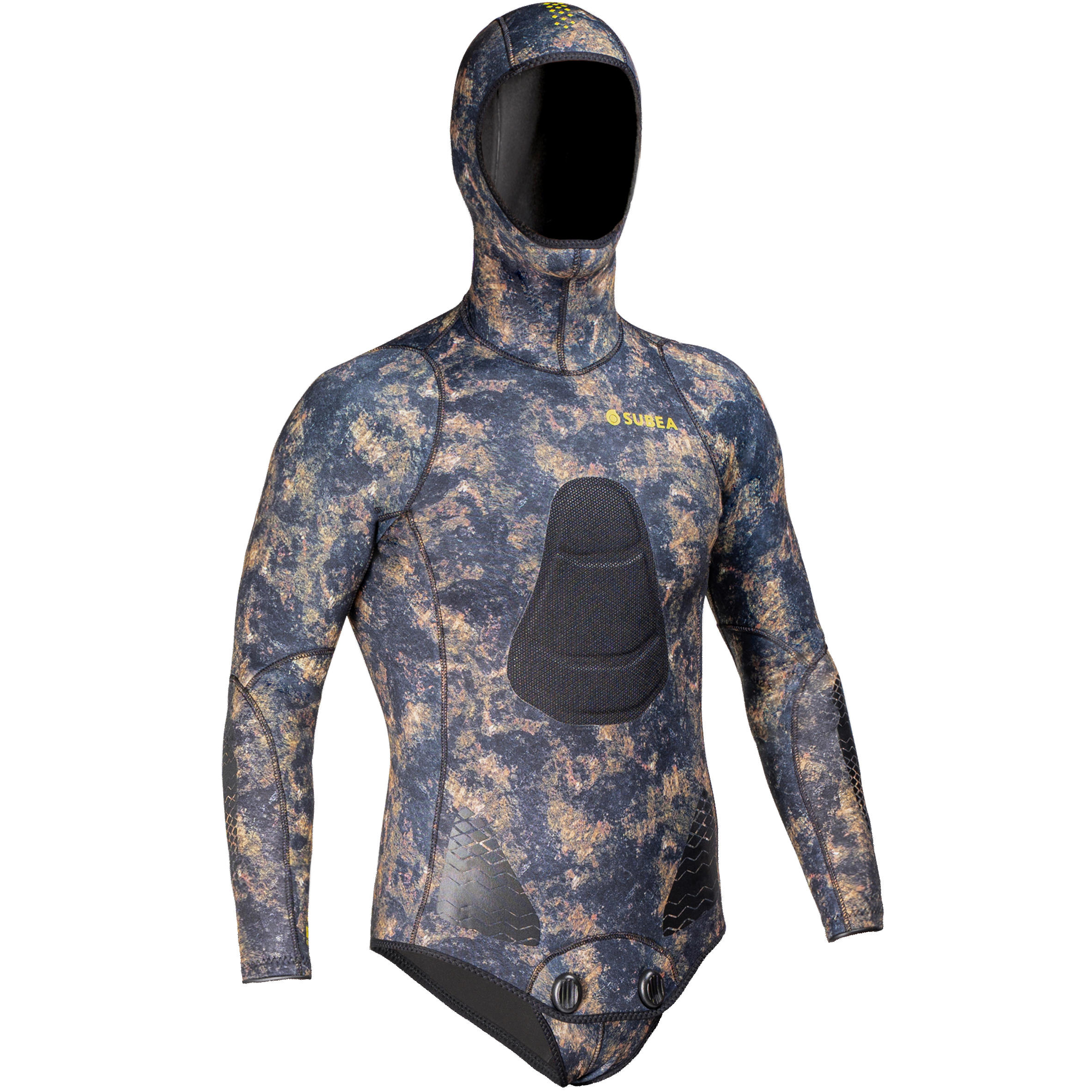 SUBEA Men's spearfishing jacket 5 mm neoprene SPF 540 brown camouflage