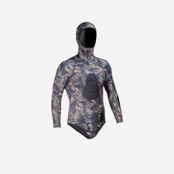 Camouflage duikvest in splitneopreen van 5 mm voor harpoenduiken SPF500 kaki
