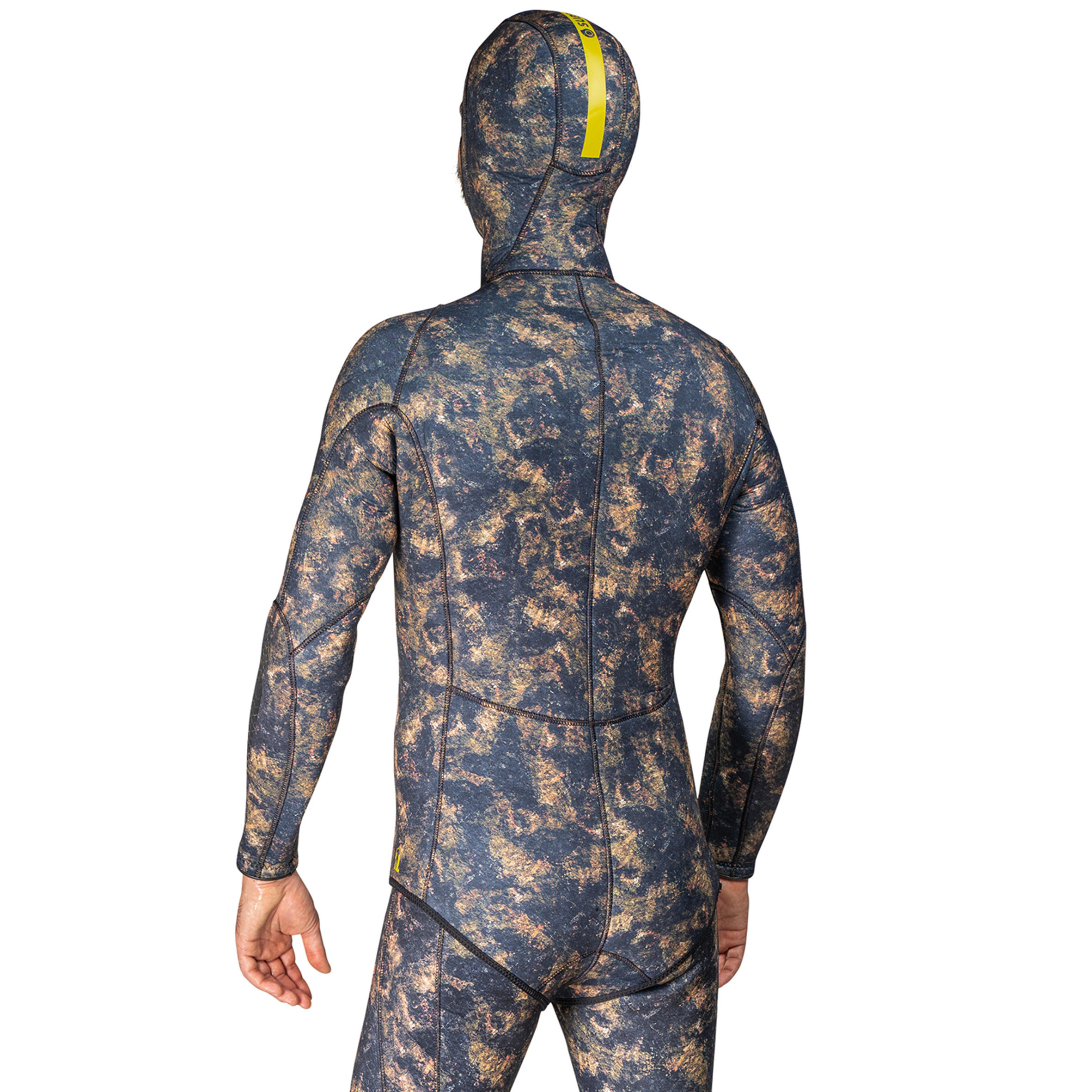 Men's spearfishing jacket 5 mm neoprene SPF 540 brown camouflage 4/7