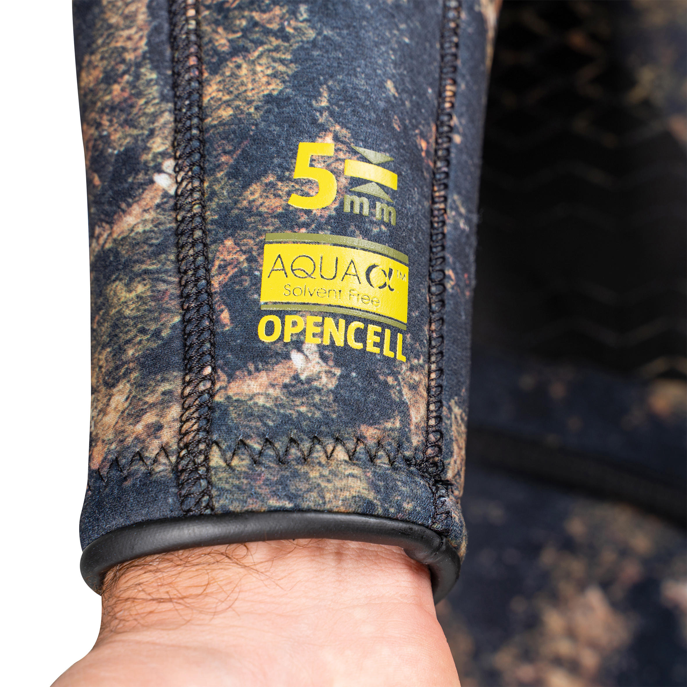 Men's spearfishing jacket 5 mm neoprene SPF 540 brown camouflage 7/7