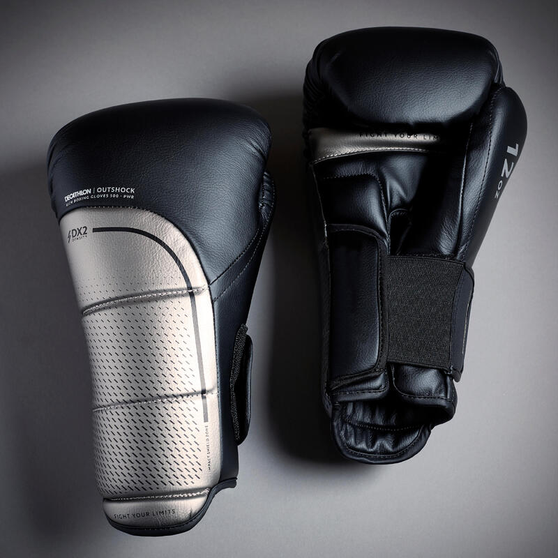 GUANTES DE BOXEO 12-16 OZ NEGRO / PLATEADO 900 - Decathlon