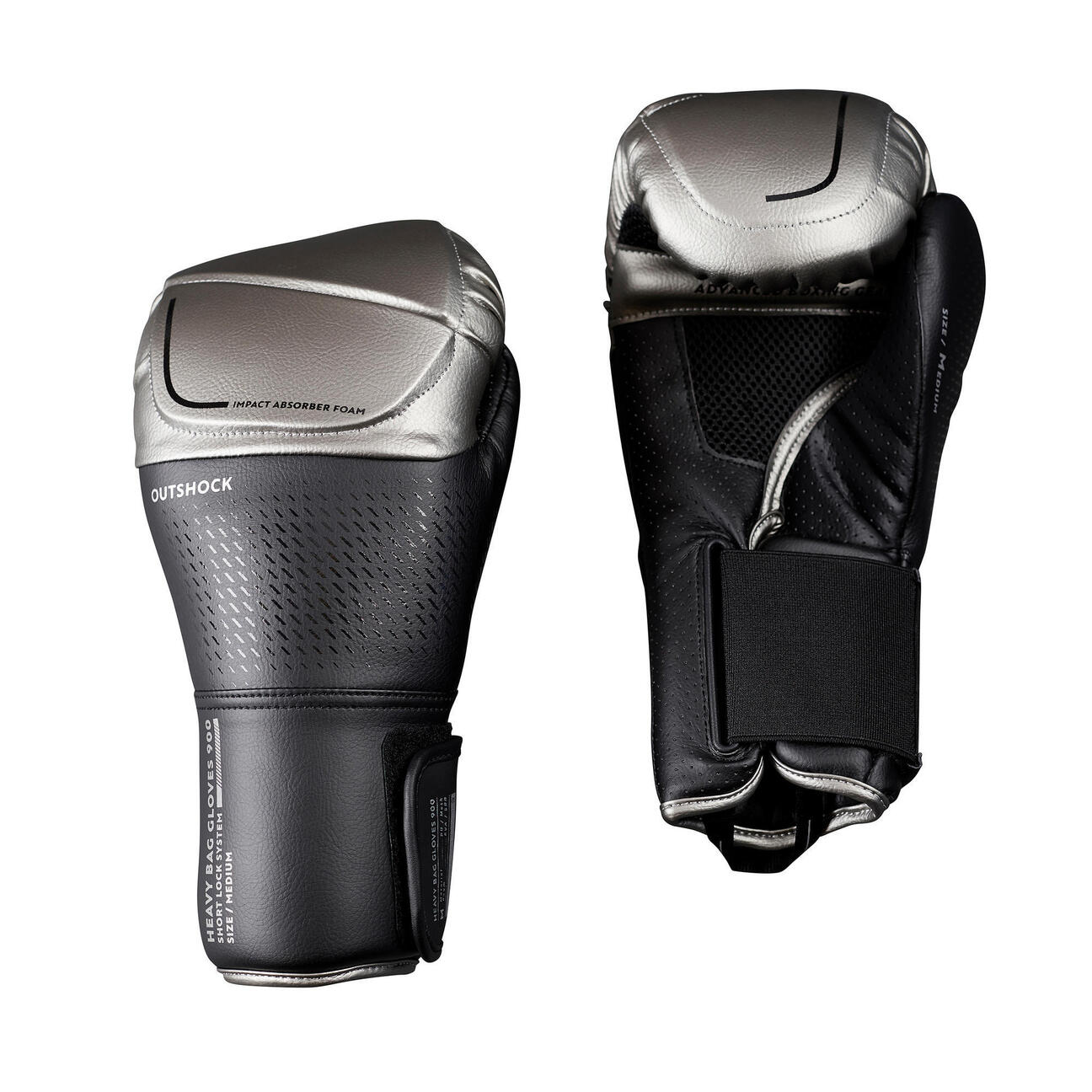 GUANTES DE SACO DE BOXEO 900 PRO BOXING NEGRO/PLATA Outshock Decathlon