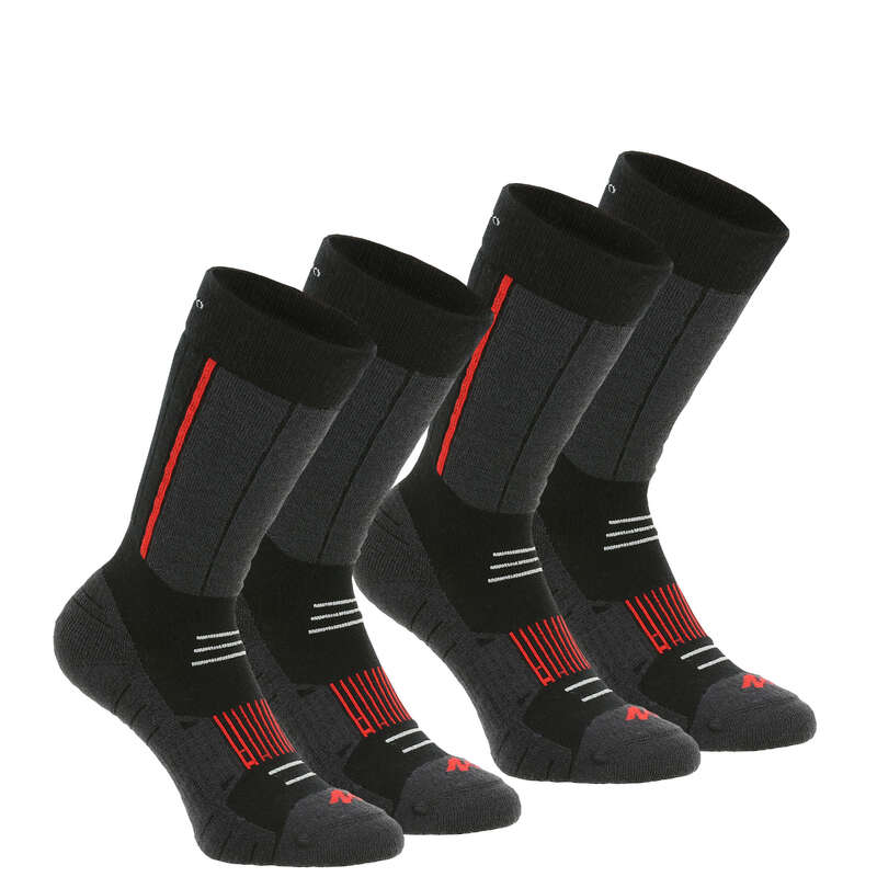 ADULT SNOW HIKING WARM SOCKS - SH520 X-Warm Mid Socks - Black QUECHUA
