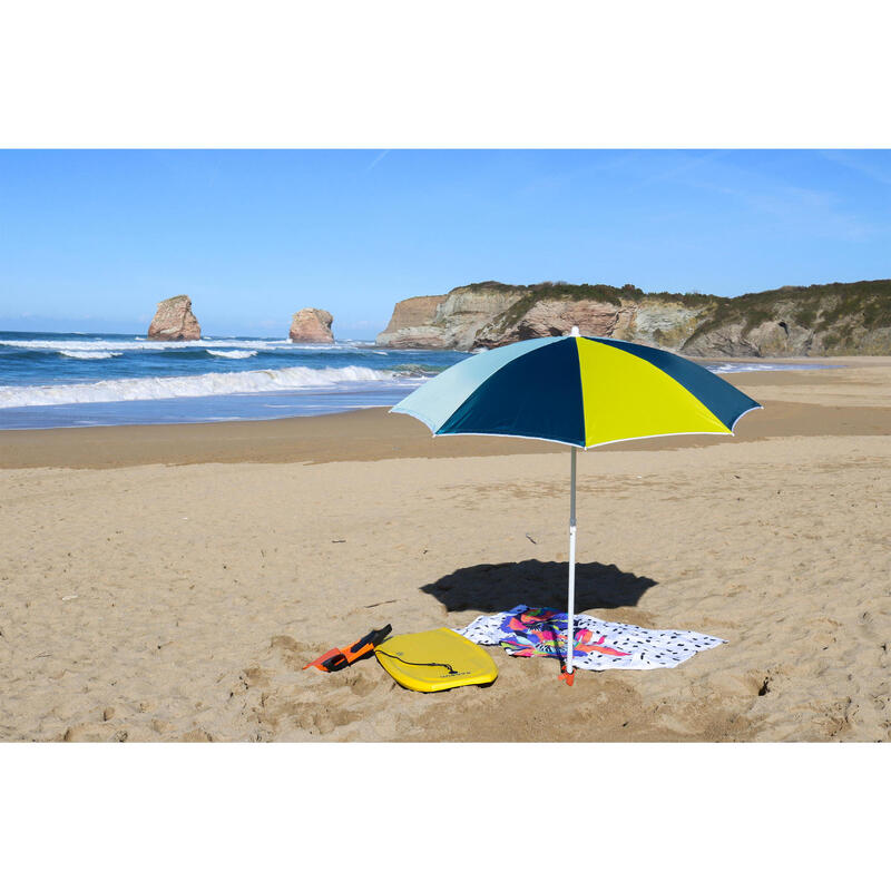 Plážový slunečník Paruv Windstop UPF 50+ pro 2 osoby tyrkysovo-žluto-zelený