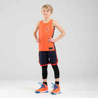 Boys'/Girls' Intermediate Reversible Basketball Shorts SH500R - Navy/Orange