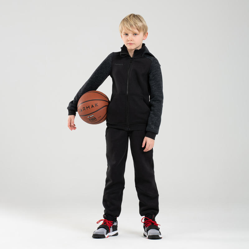 J500 Boys'/Girls' Intermediate Basketball Tracksuit Jacket Black