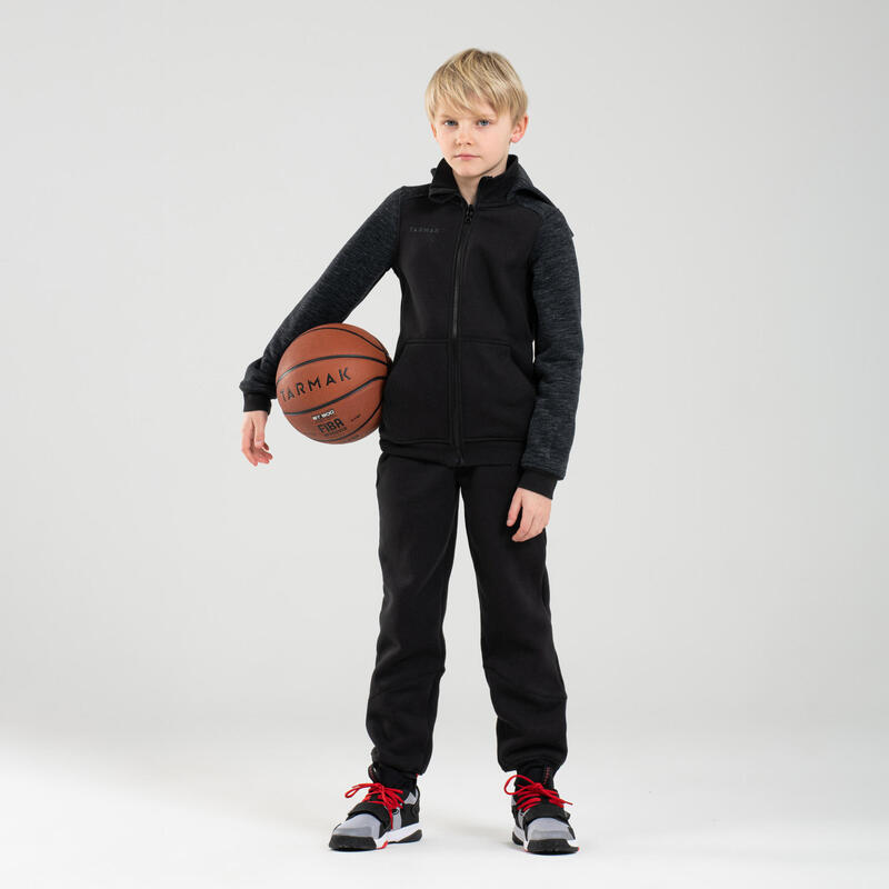 Pantalón de Chándal Baloncesto P500 Niños Negro Gris Carbón