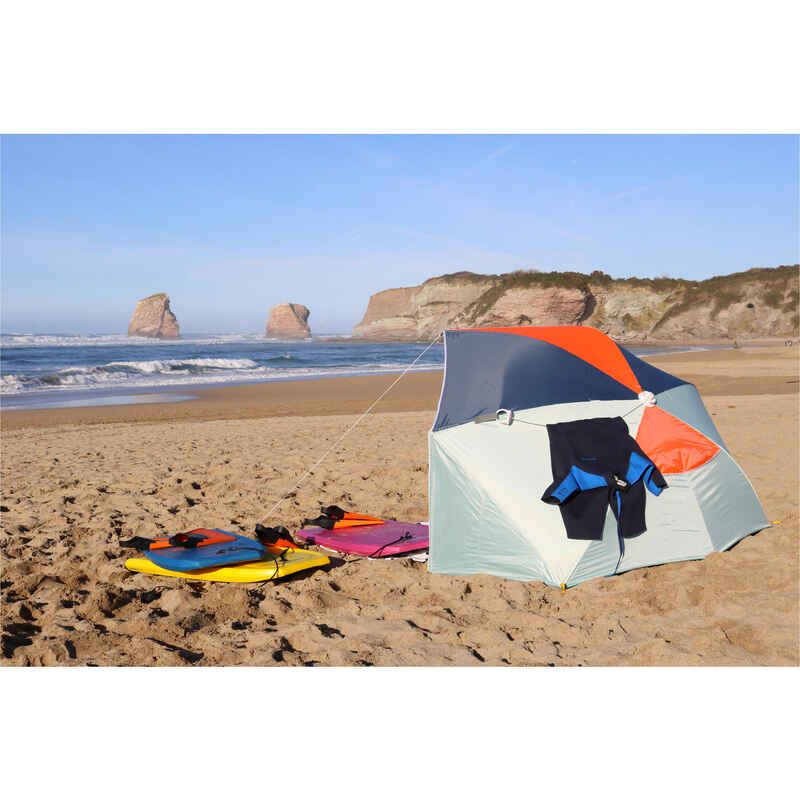 3-person sun Shelter beach Parasol UPF50+ Iwiko 180 - mint grey orange