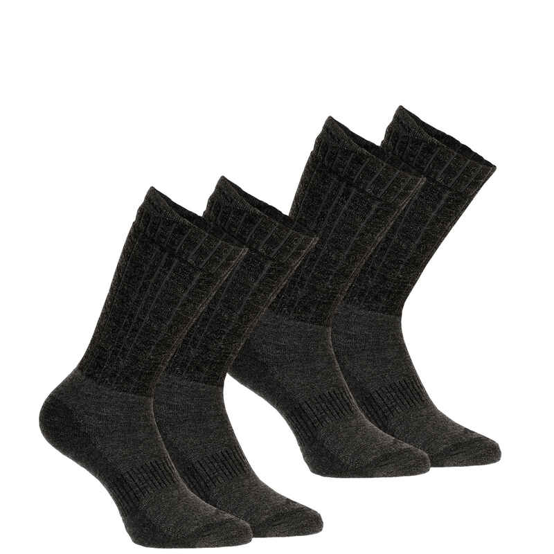Adult Mid Warm Hiking Socks SH500 Ultra-Warm x 2 Pairs - Black
