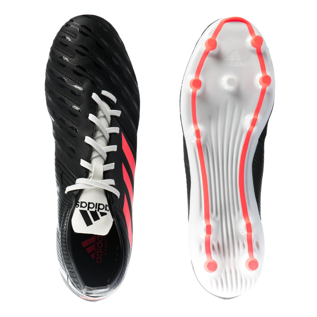 Rugbyschuhe Malice FG gegossene Stollen trockener Boden Erwachsene schwarz