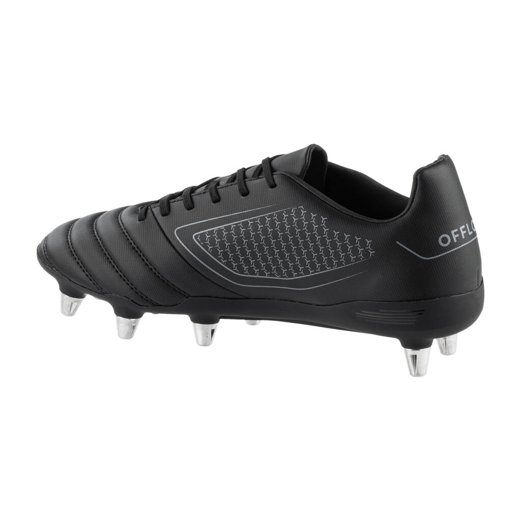 Adult Soft Ground Screw-In Rugby Boots Impact R100 SG 8 Studs - Black