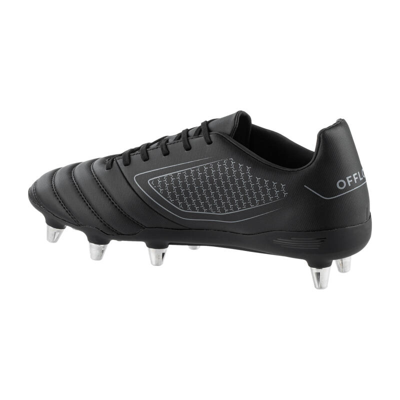 CHAUSSURES DE RUGBY VISSÉES TERRAIN GRAS HOMME IMPACT R100 SG 8 crampons NOIRE