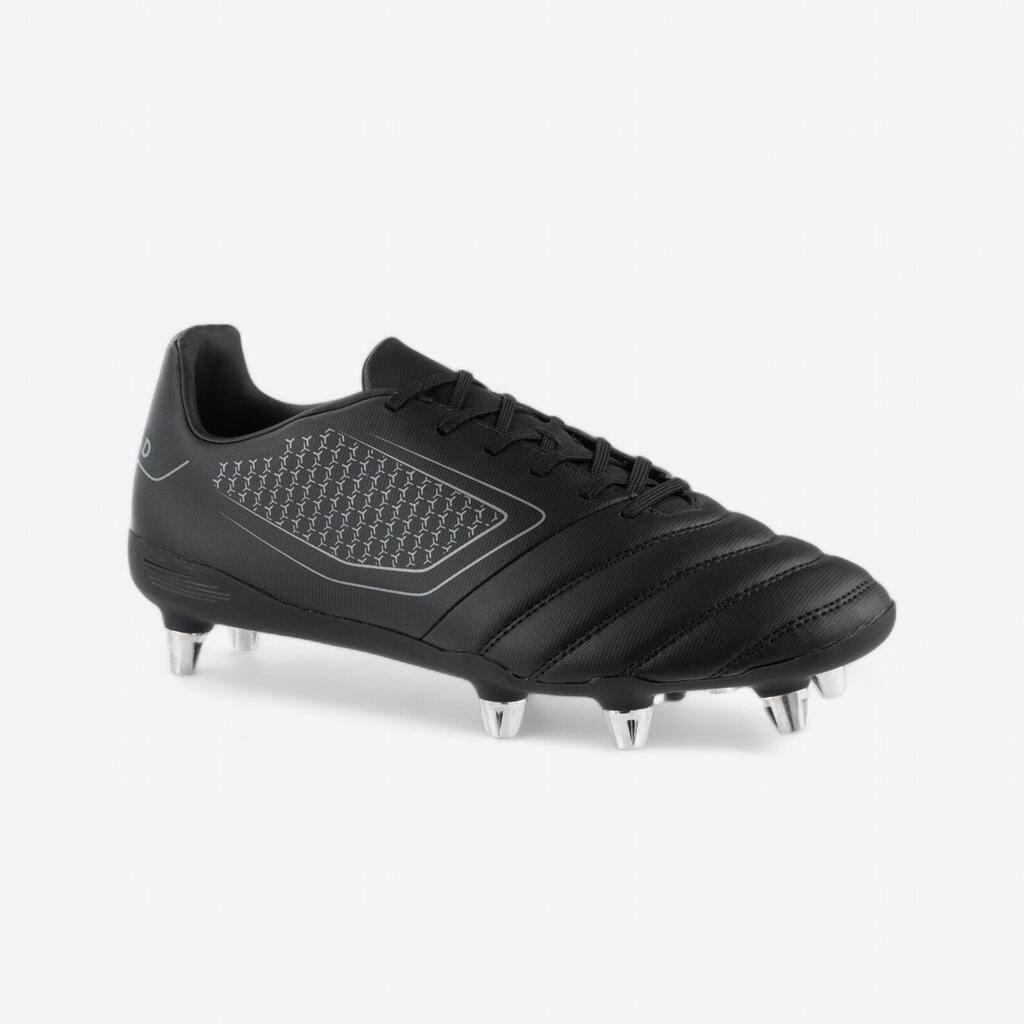 Adult Soft Ground Screw-In Rugby Boots Impact R100 SG 8 Studs - Black