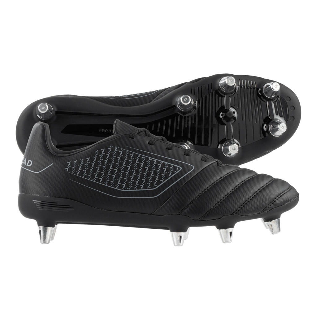 Adult Soft Ground Screw-In Rugby Boots Impact R100 SG 8 Studs - Black