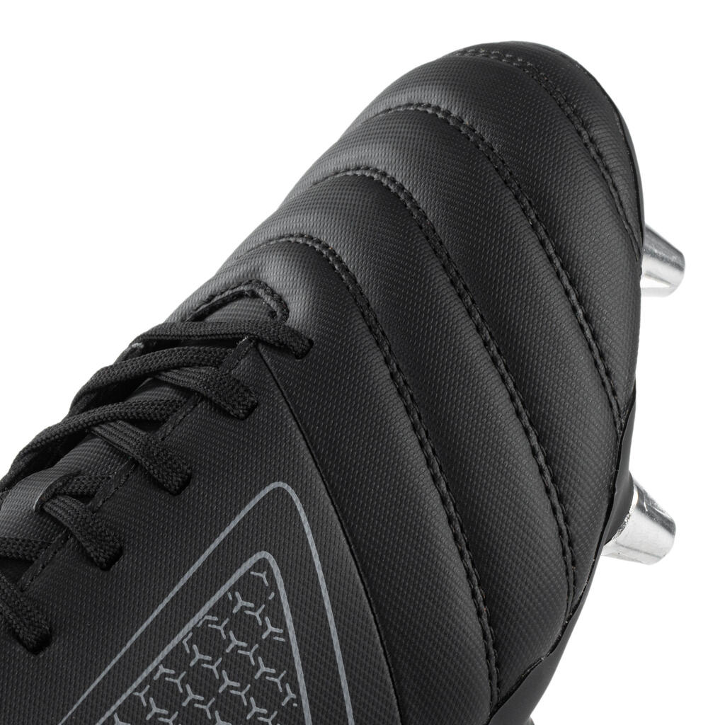 Adult Soft Ground Screw-In Rugby Boots Impact R100 SG 8 Studs - Black